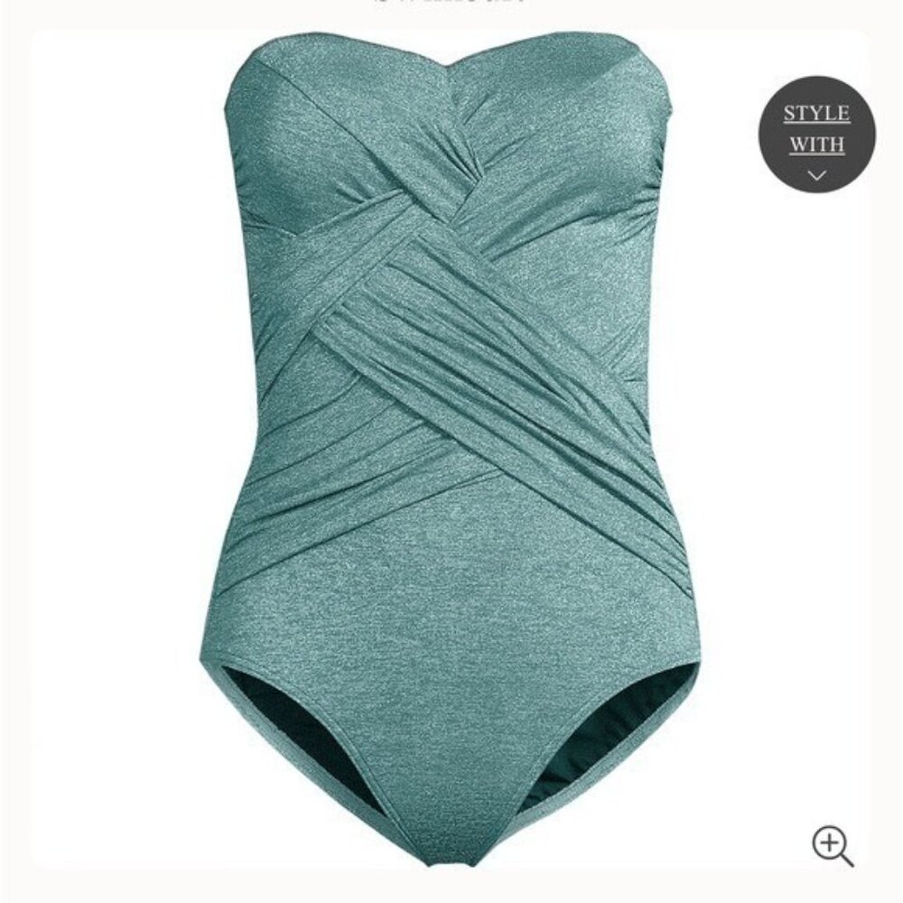 Lands end Slender Suit Shine Bandeau Tummy Control - Picture 6 of 8